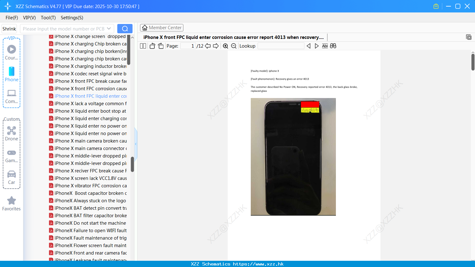 IPhone X Front FPC Liquid Enter Corrosion Cause Error Report 4013 When Recovery